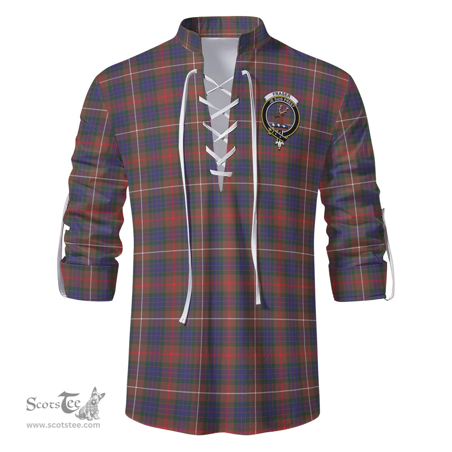 ScotsTee Shop Scottish Fraser Hunting Modern Clan Crest Tartan Mens Scottish Jacobite Ghillie Casual Shirt