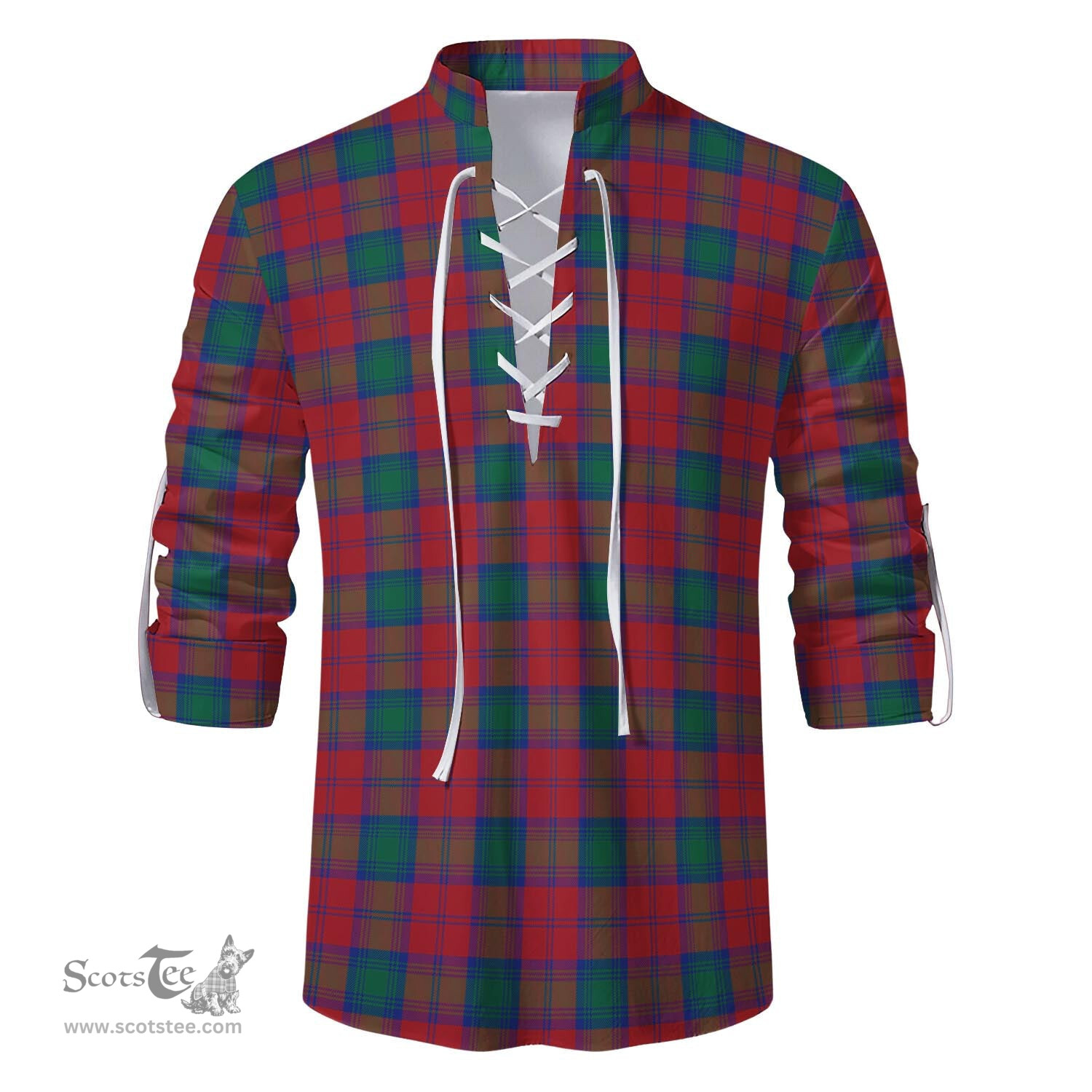 ScotsTee Shop Scottish Lindsay Modern Clan Tartan Mens Scottish Jacobite Ghillie Casual Shirt