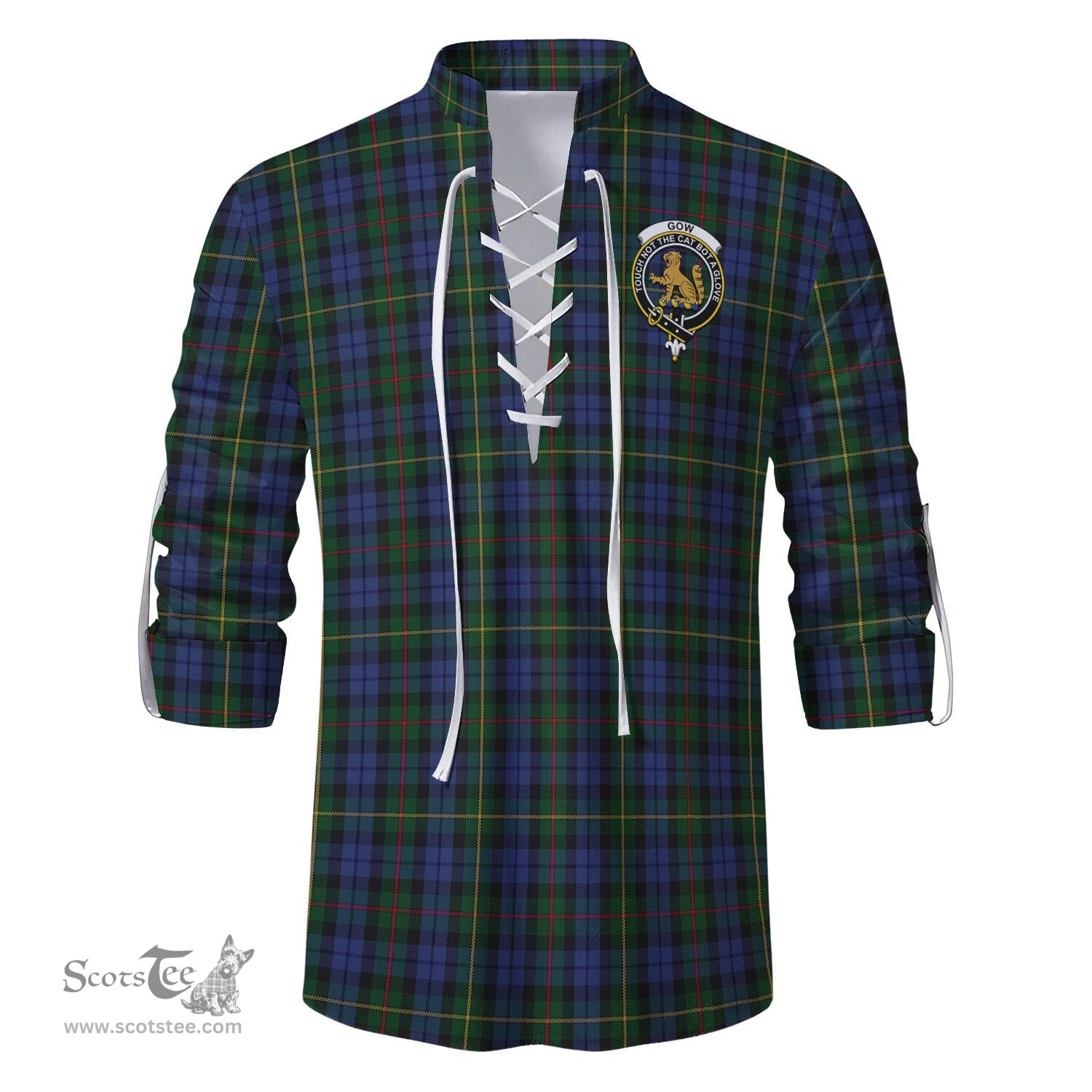 ScotsTee Shop Scottish Gow Hunting Clan Crest Tartan Mens Scottish Jacobite Ghillie Casual Shirt