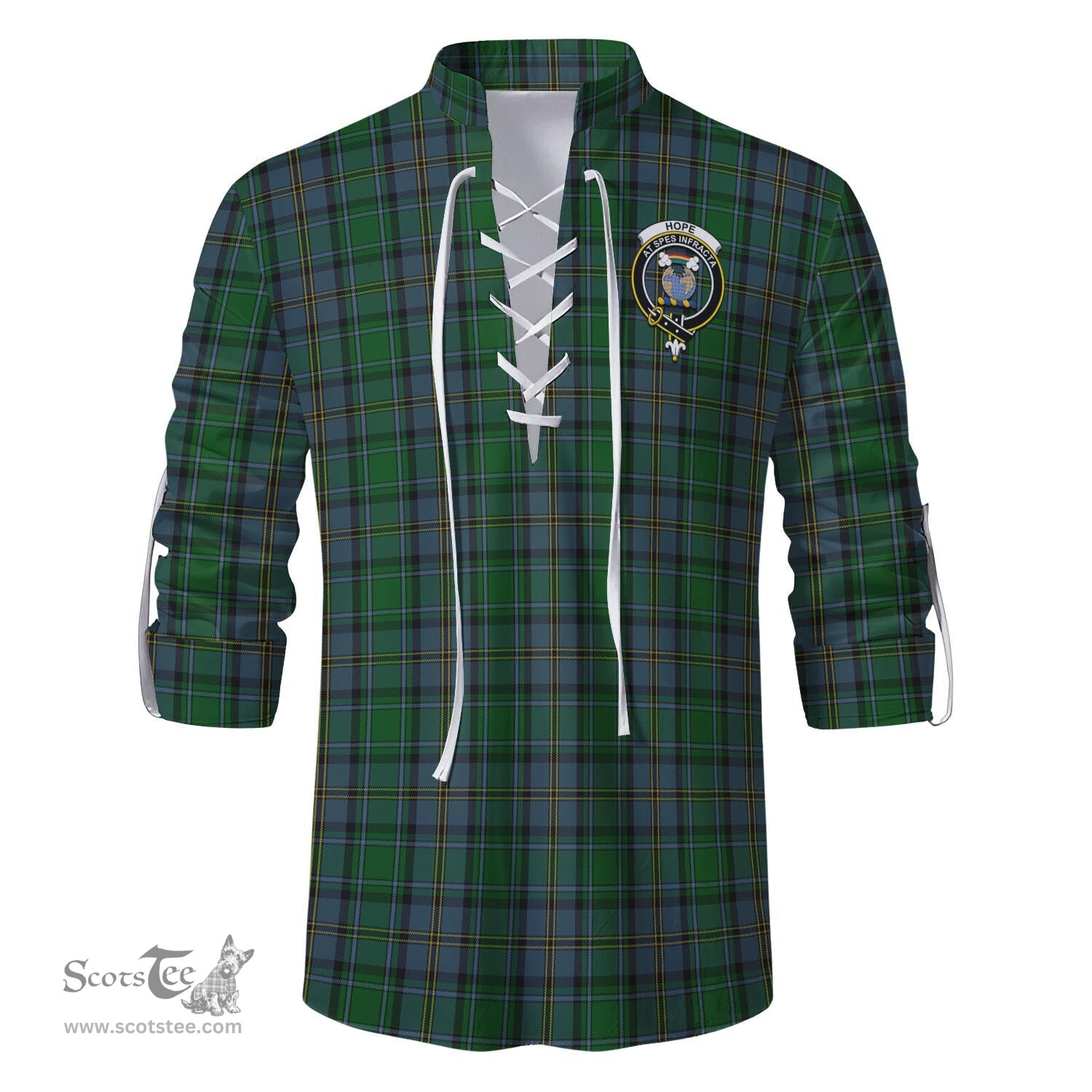 ScotsTee Shop Scottish Hope Vere Clan Crest Tartan Mens Scottish Jacobite Ghillie Casual Shirt