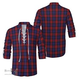 ScotsTee Shop Scottish Graham of Menteith Red Clan Tartan Mens Scottish Jacobite Ghillie Casual Shirt