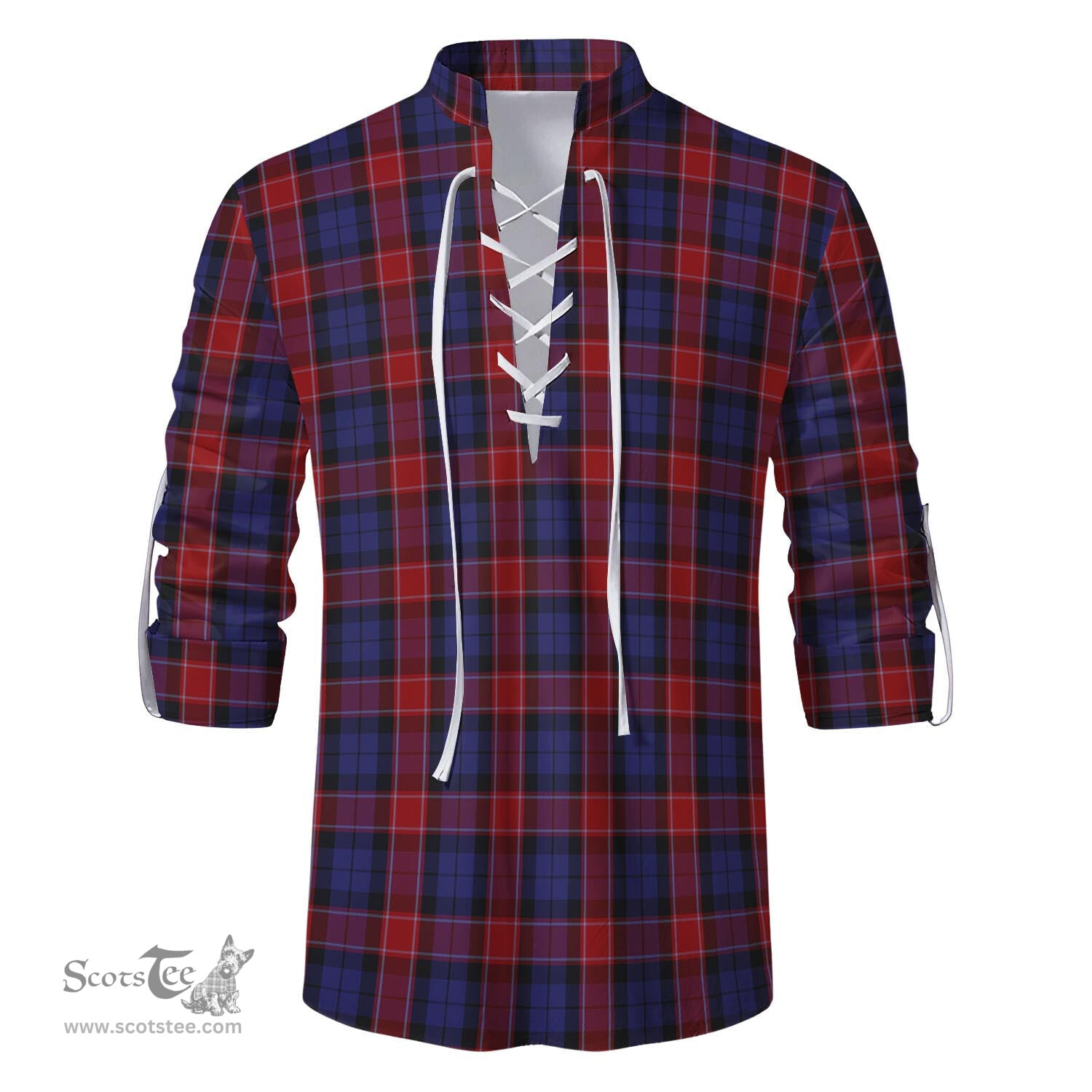 ScotsTee Shop Scottish Graham of Menteith Red Clan Tartan Mens Scottish Jacobite Ghillie Casual Shirt