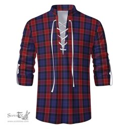 ScotsTee Shop Scottish Graham of Menteith Red Clan Tartan Mens Scottish Jacobite Ghillie Casual Shirt
