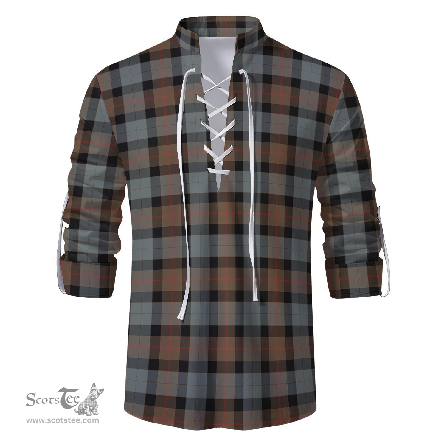 ScotsTee Shop Scottish Gunn Weathered Clan Tartan Mens Scottish Jacobite Ghillie Casual Shirt