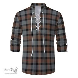 ScotsTee Shop Scottish Gunn Weathered Clan Tartan Mens Scottish Jacobite Ghillie Casual Shirt