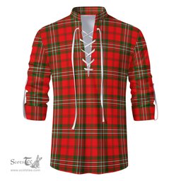ScotsTee Shop Scottish Langlands Clan Tartan Mens Scottish Jacobite Ghillie Casual Shirt