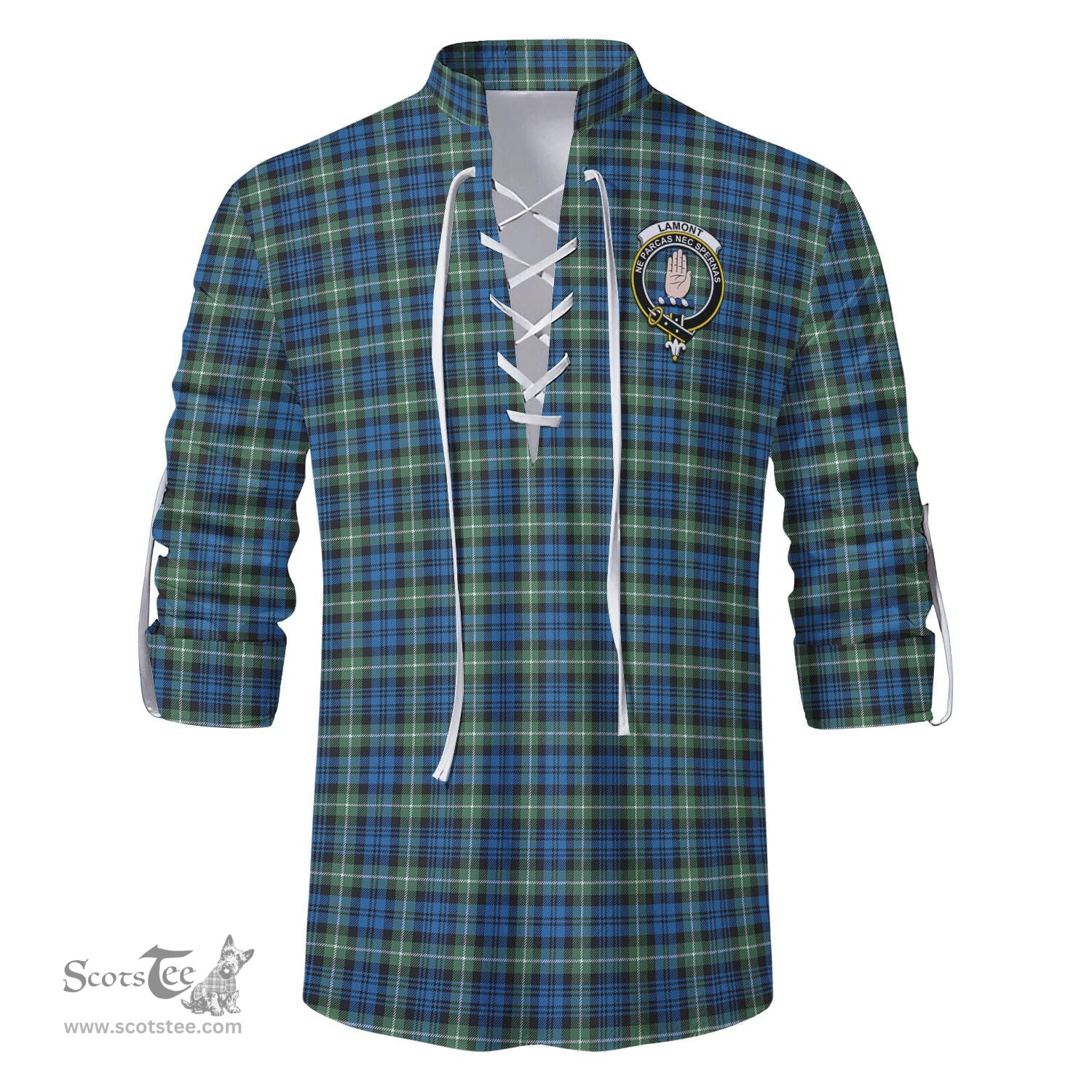 ScotsTee Shop Scottish Lamont Ancient Clan Crest Tartan Mens Scottish Jacobite Ghillie Casual Shirt