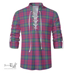 ScotsTee Shop Scottish Lindsay Ancient Clan Tartan Mens Scottish Jacobite Ghillie Casual Shirt