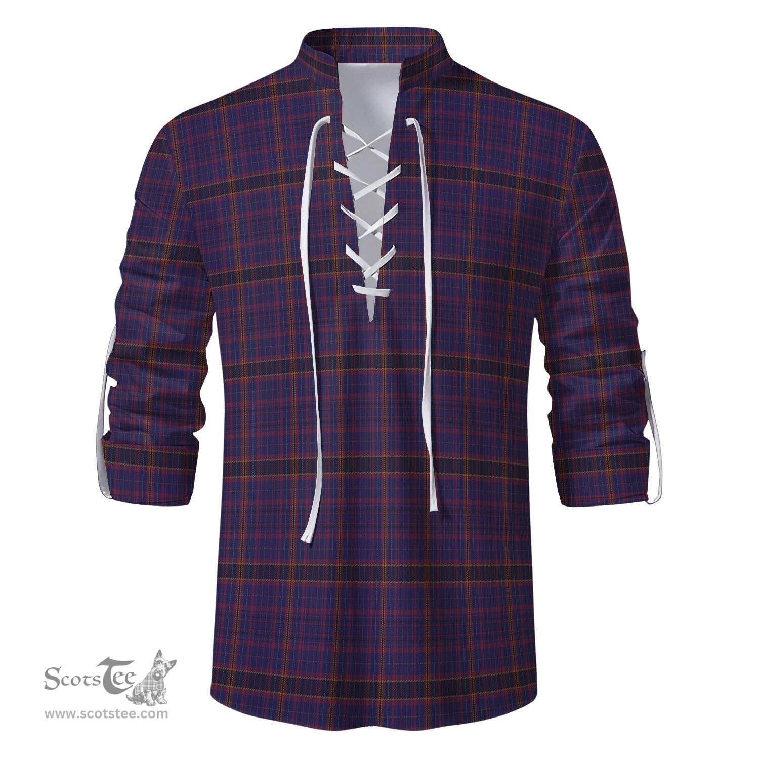 ScotsTee Shop Scottish James of Wales Clan Tartan Mens Scottish Jacobite Ghillie Casual Shirt