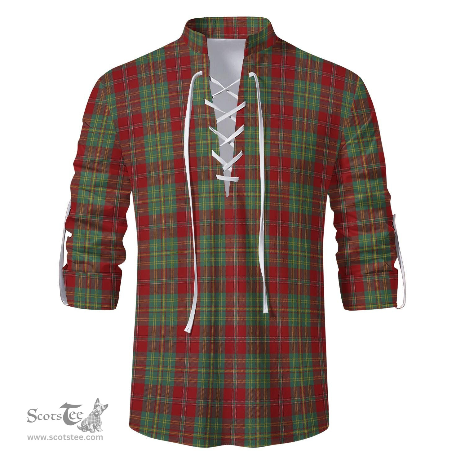 ScotsTee Shop Scottish Leask Clan Tartan Mens Scottish Jacobite Ghillie Casual Shirt