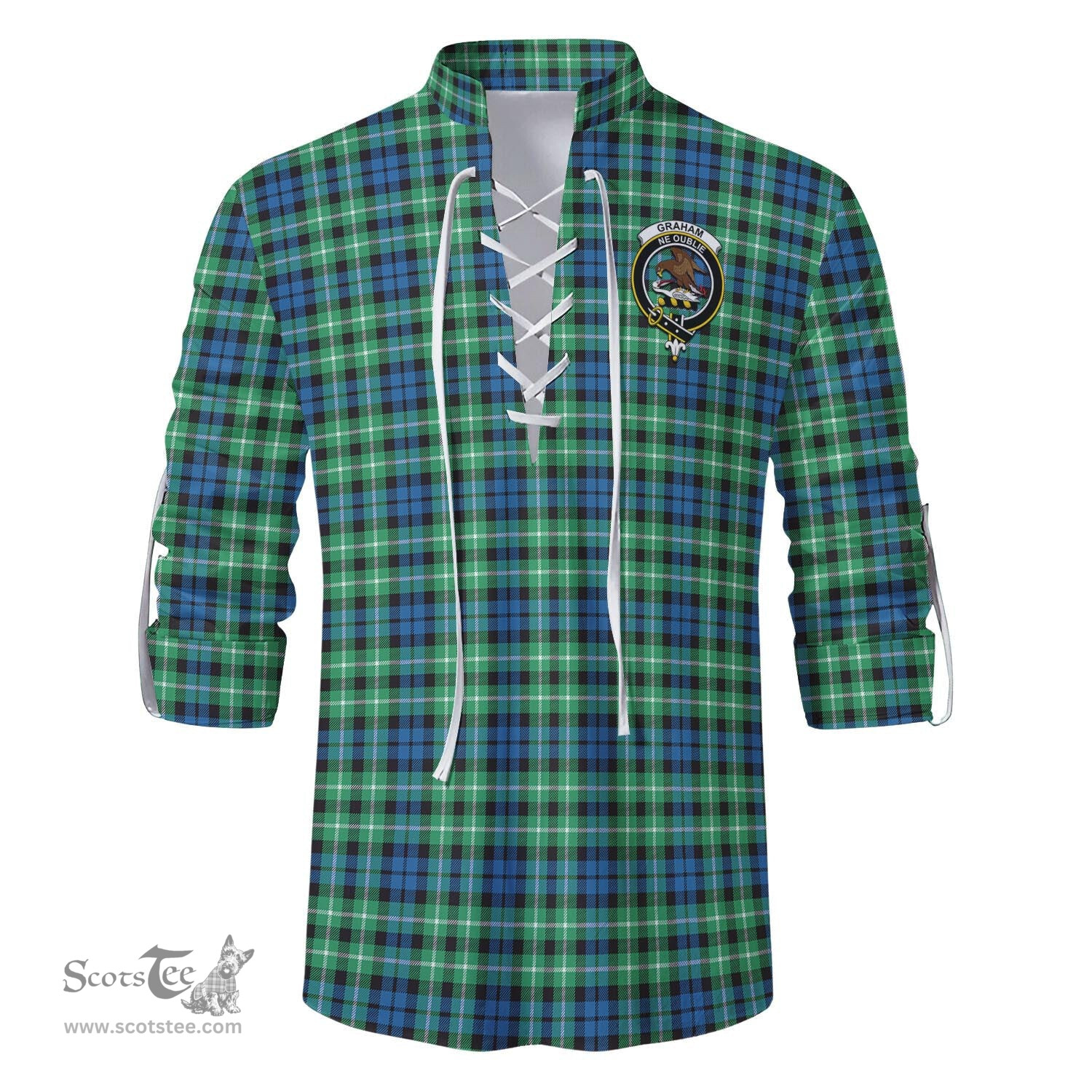 ScotsTee Shop Scottish Graham of Montrose Ancient Clan Crest Tartan Mens Scottish Jacobite Ghillie Casual Shirt