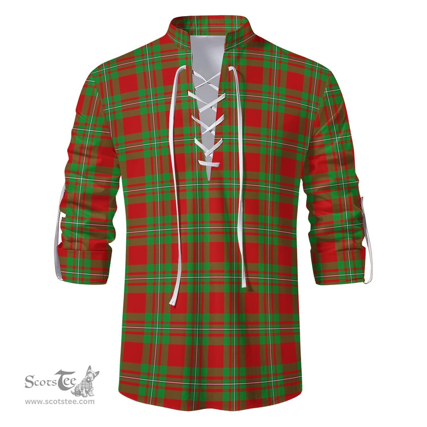 ScotsTee Shop Scottish Grierson Clan Tartan Mens Scottish Jacobite Ghillie Casual Shirt