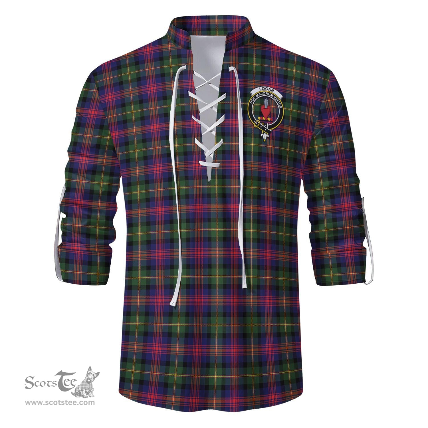 ScotsTee Shop Scottish Logan Modern Clan Crest Tartan Mens Scottish Jacobite Ghillie Casual Shirt