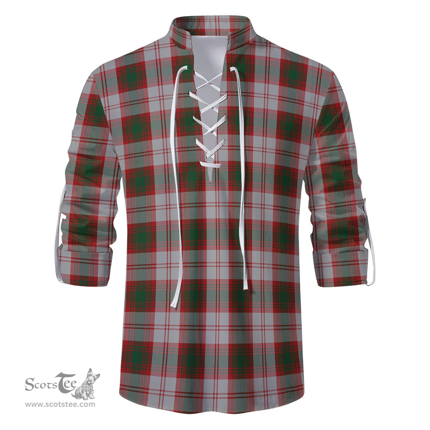 ScotsTee Shop Scottish Lindsay Dress Red Clan Tartan Mens Scottish Jacobite Ghillie Casual Shirt