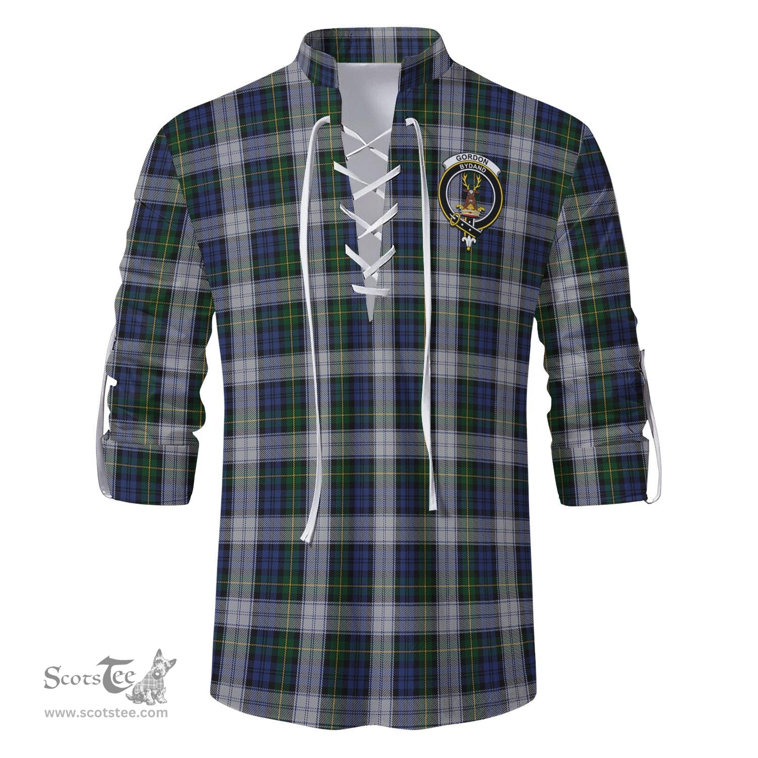 ScotsTee Shop Scottish Gordon Dress Clan Crest Tartan Mens Scottish Jacobite Ghillie Casual Shirt