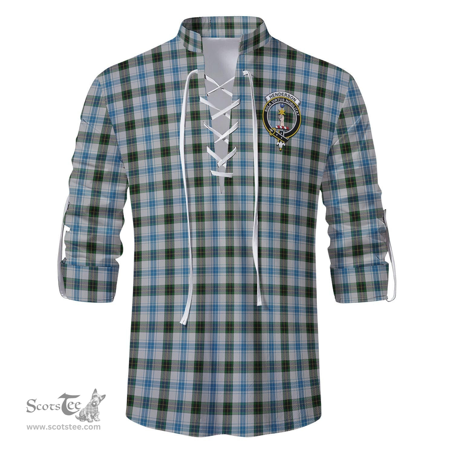 ScotsTee Shop Scottish Henderson Dress Clan Crest Tartan Mens Scottish Jacobite Ghillie Casual Shirt