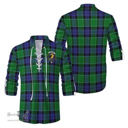 ScotsTee Shop Scottish Haldane Clan Crest Tartan Mens Scottish Jacobite Ghillie Casual Shirt