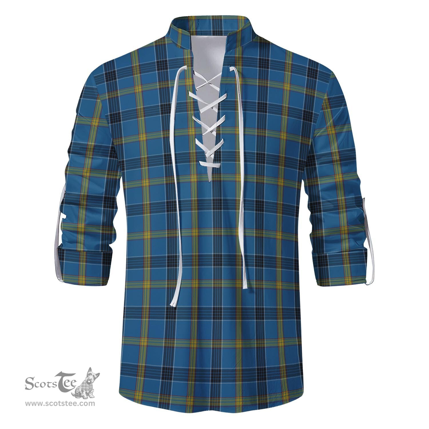 ScotsTee Shop Scottish Laing Clan Tartan Mens Scottish Jacobite Ghillie Casual Shirt