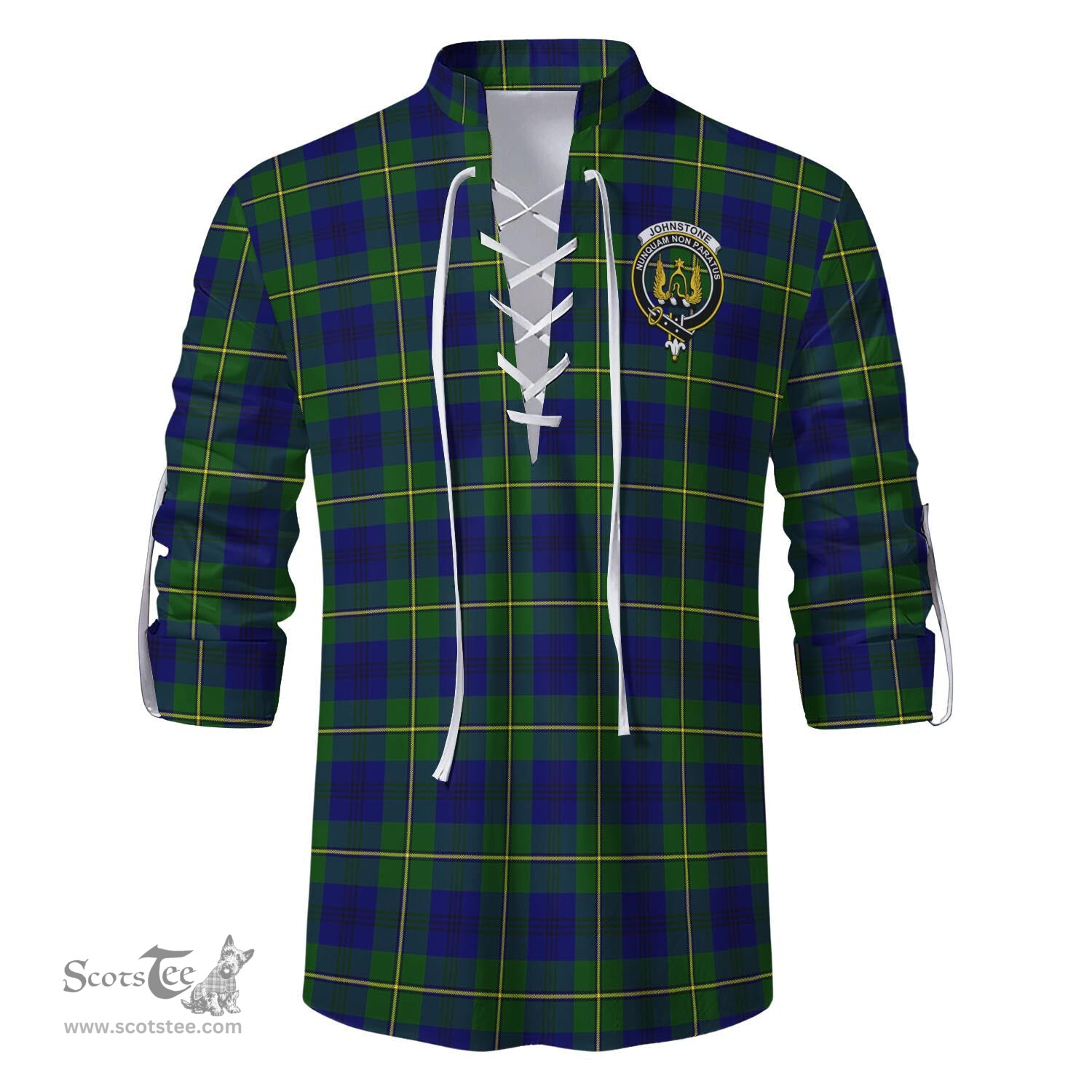 ScotsTee Shop Scottish Johnstone-Johnston Modern Clan Crest Tartan Mens Scottish Jacobite Ghillie Casual Shirt