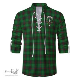 ScotsTee Shop Scottish Logie Clan Crest Tartan Mens Scottish Jacobite Ghillie Casual Shirt