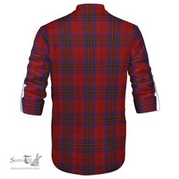 ScotsTee Shop Scottish Leslie Red Clan Crest Tartan Mens Scottish Jacobite Ghillie Casual Shirt