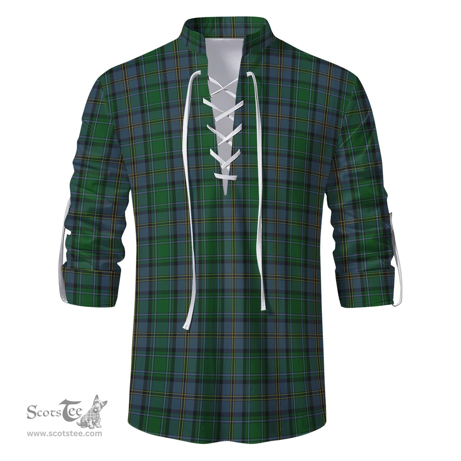 ScotsTee Shop Scottish Hope Vere Clan Tartan Mens Scottish Jacobite Ghillie Casual Shirt
