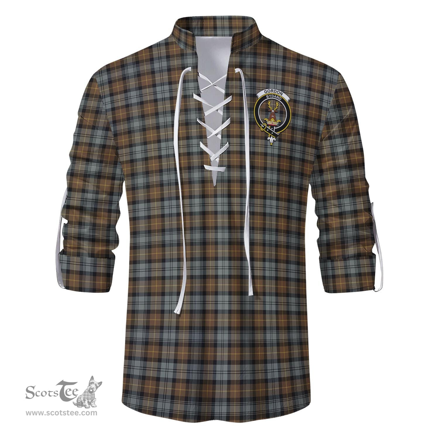 ScotsTee Shop Scottish Gordon Weathered Clan Crest Tartan Mens Scottish Jacobite Ghillie Casual Shirt