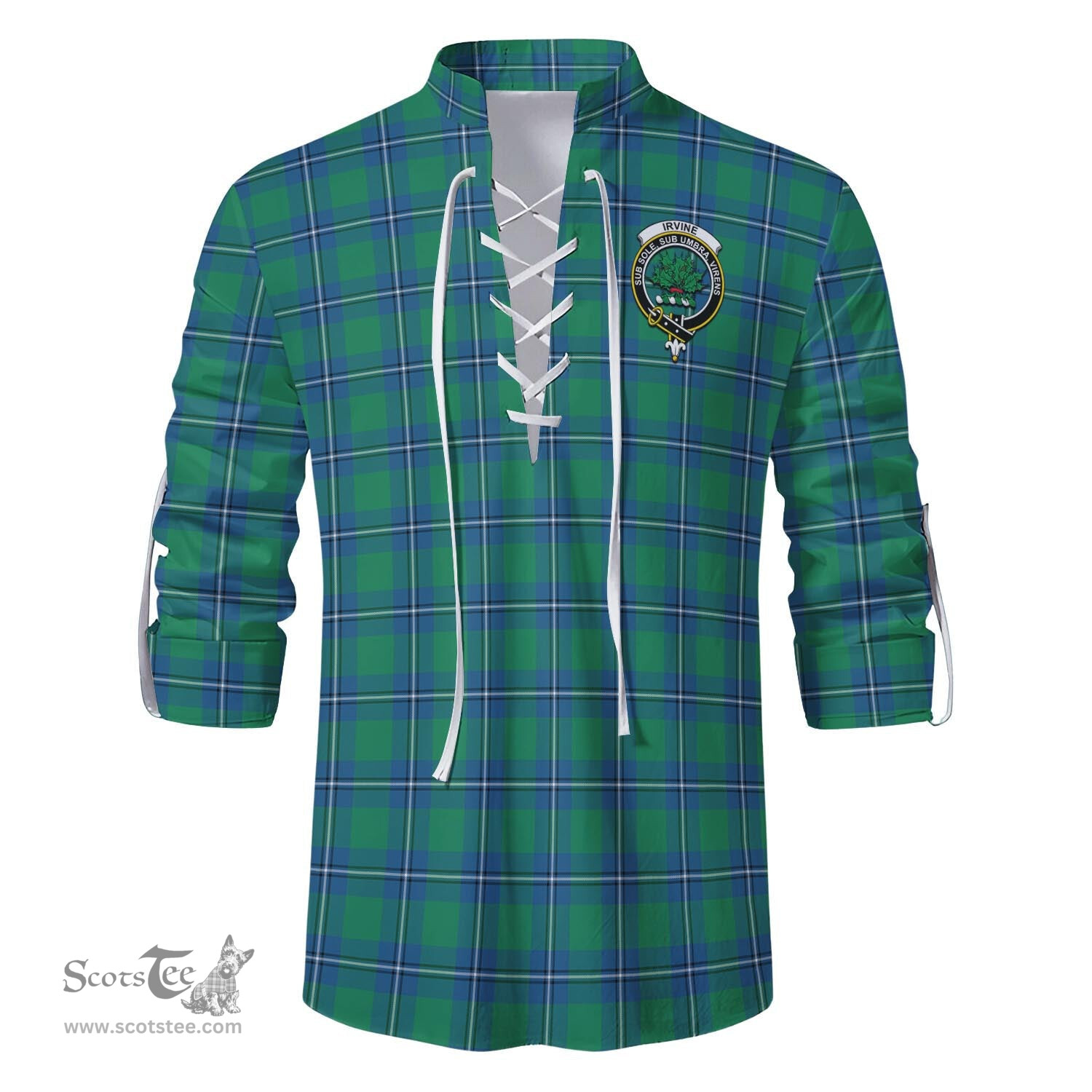 ScotsTee Shop Scottish Irvine Ancient Clan Crest Tartan Mens Scottish Jacobite Ghillie Casual Shirt