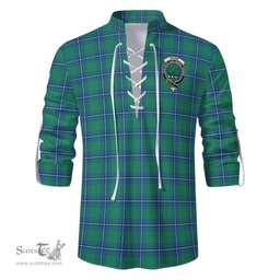 ScotsTee Shop Scottish Irvine Ancient Clan Crest Tartan Mens Scottish Jacobite Ghillie Casual Shirt