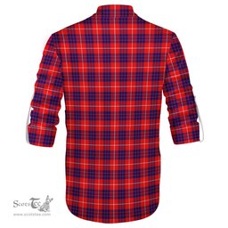 ScotsTee Shop Scottish Hamilton Modern Clan Tartan Mens Scottish Jacobite Ghillie Casual Shirt