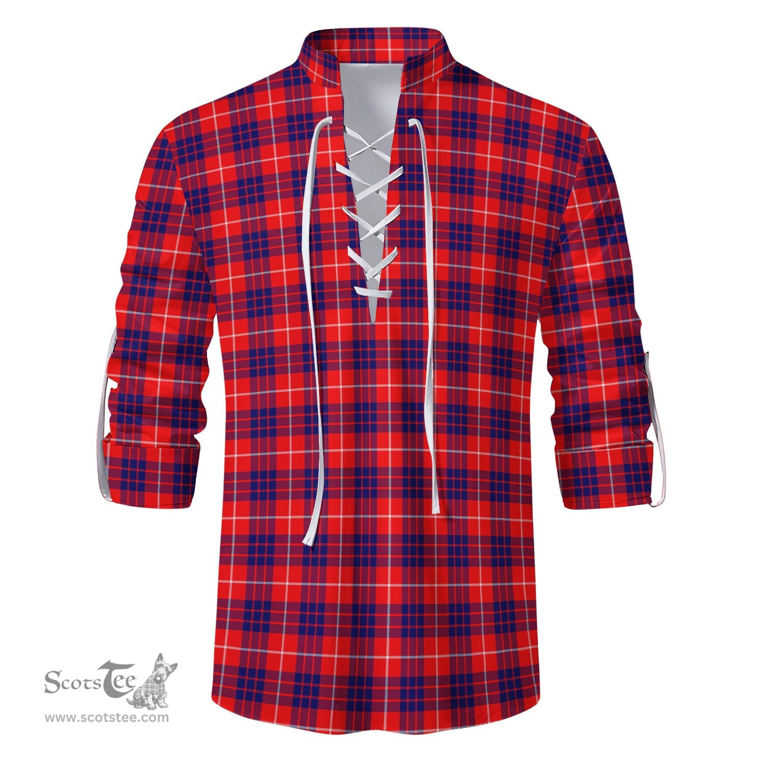 ScotsTee Shop Scottish Hamilton Modern Clan Tartan Mens Scottish Jacobite Ghillie Casual Shirt