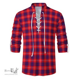 ScotsTee Shop Scottish Hamilton Modern Clan Tartan Mens Scottish Jacobite Ghillie Casual Shirt
