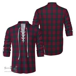 ScotsTee Shop Scottish Lindsay Clan Tartan Mens Scottish Jacobite Ghillie Casual Shirt