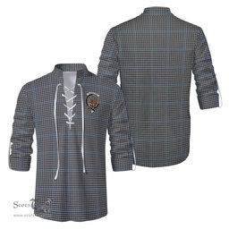 ScotsTee Shop Scottish Gladstone Clan Crest Tartan Mens Scottish Jacobite Ghillie Casual Shirt