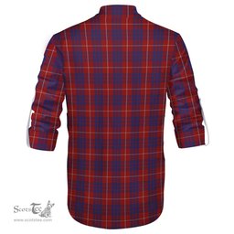 ScotsTee Shop Scottish Hamilton Clan Tartan Mens Scottish Jacobite Ghillie Casual Shirt