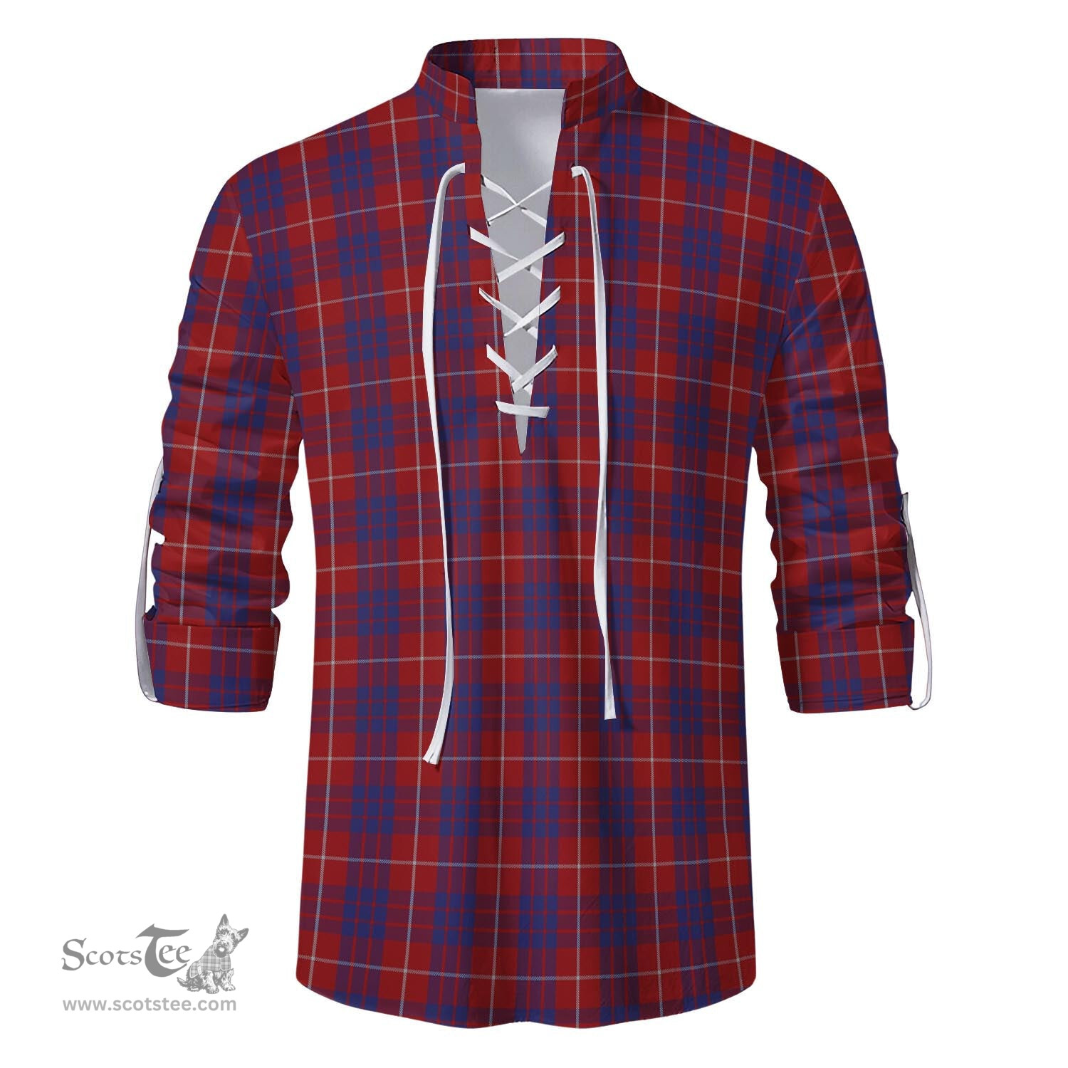 ScotsTee Shop Scottish Hamilton Clan Tartan Mens Scottish Jacobite Ghillie Casual Shirt