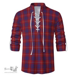 ScotsTee Shop Scottish Hamilton Clan Tartan Mens Scottish Jacobite Ghillie Casual Shirt