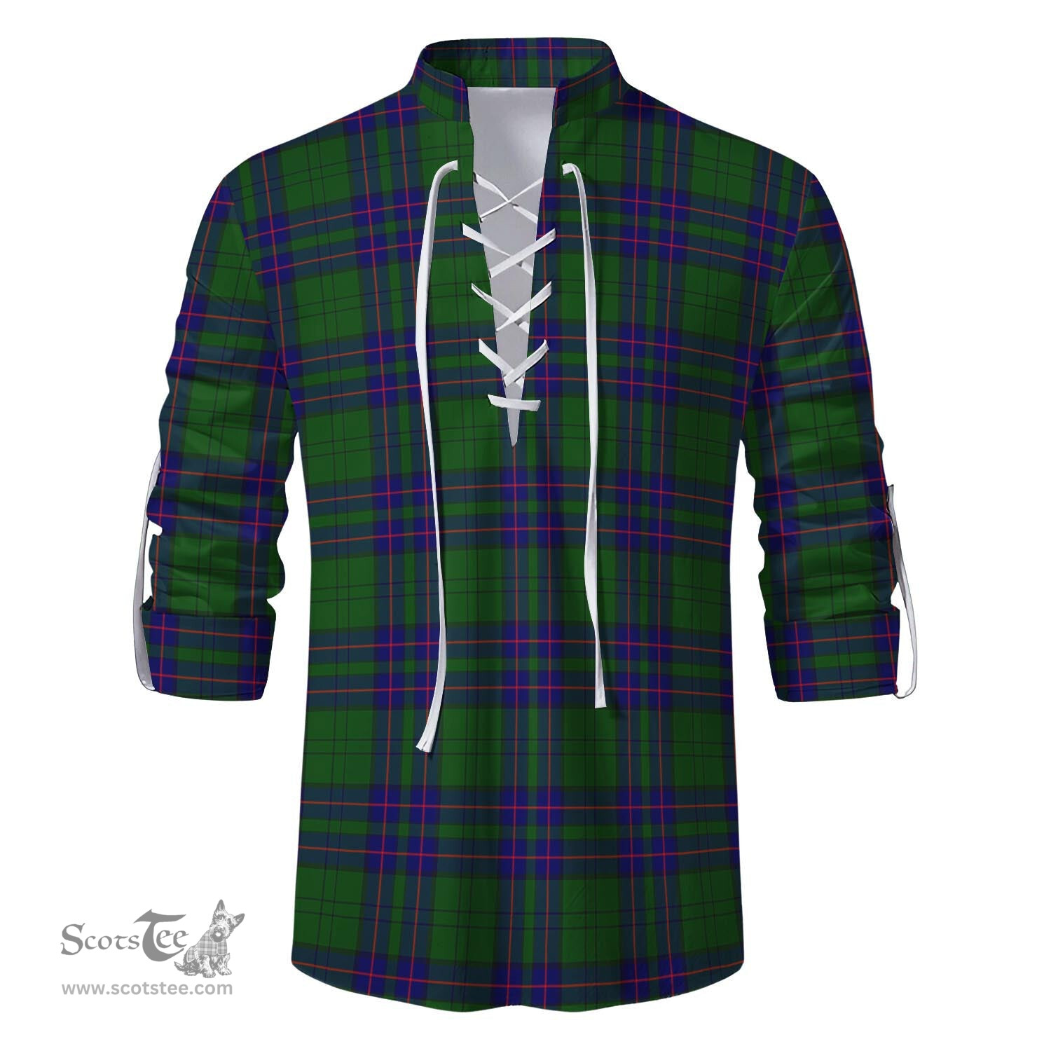 ScotsTee Shop Scottish Lockhart Modern Clan Tartan Mens Scottish Jacobite Ghillie Casual Shirt