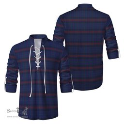 ScotsTee Shop Scottish Hughes of Wales Clan Tartan Mens Scottish Jacobite Ghillie Casual Shirt