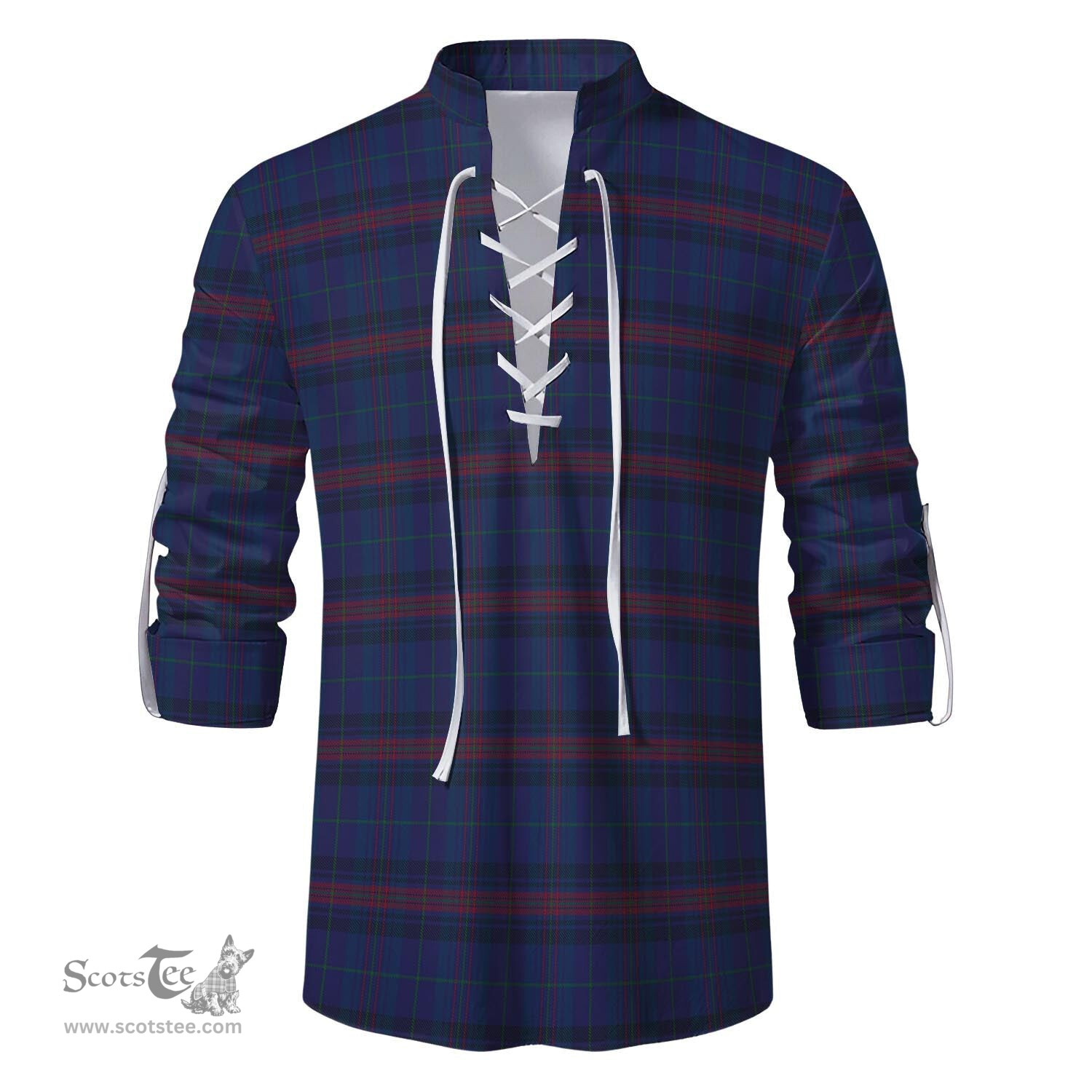 ScotsTee Shop Scottish Hughes of Wales Clan Tartan Mens Scottish Jacobite Ghillie Casual Shirt