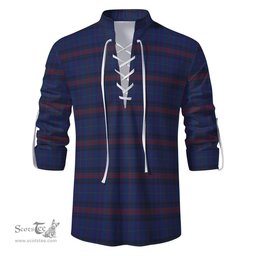 ScotsTee Shop Scottish Hughes of Wales Clan Tartan Mens Scottish Jacobite Ghillie Casual Shirt