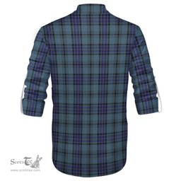 ScotsTee Shop Scottish Hannay Blue Clan Crest Tartan Mens Scottish Jacobite Ghillie Casual Shirt