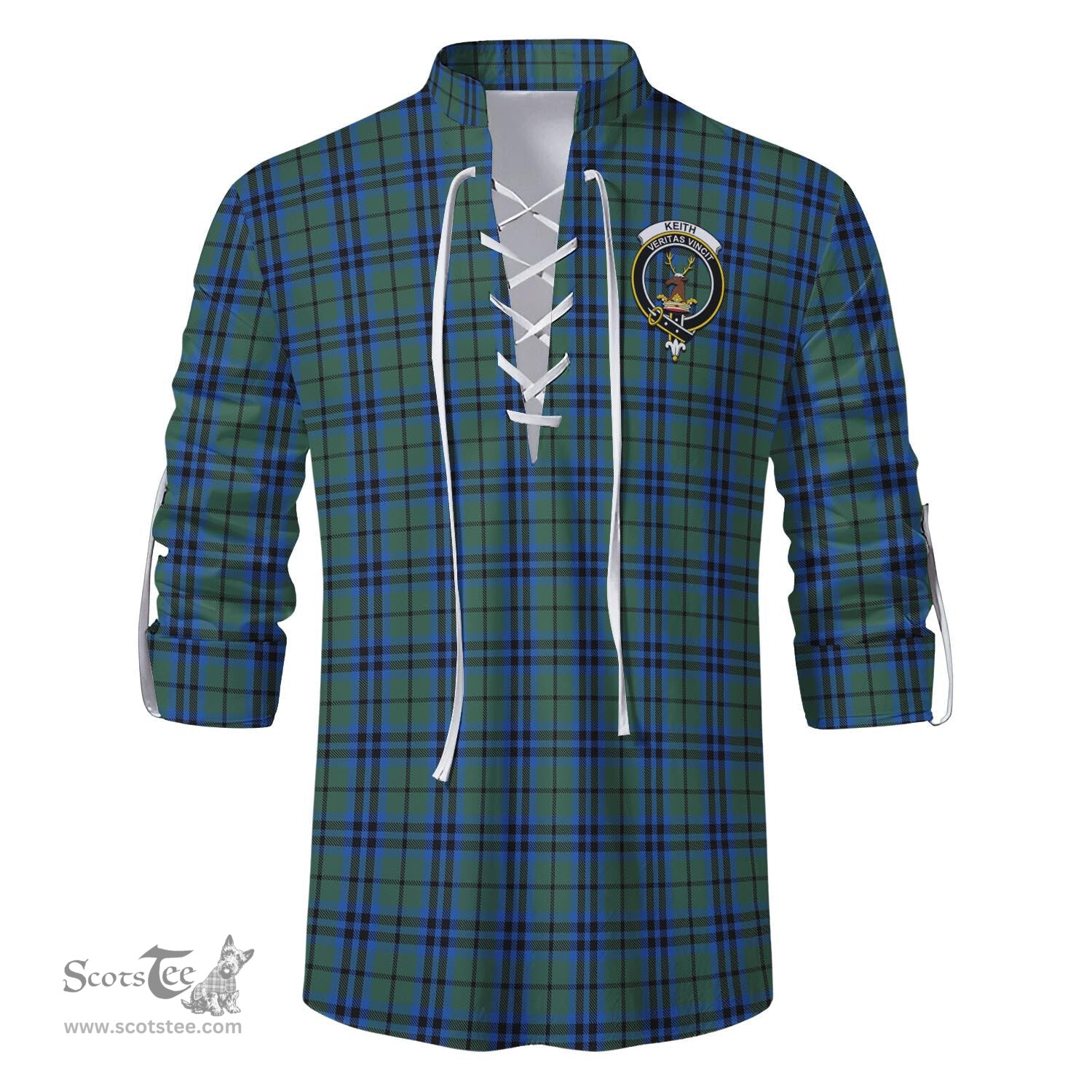 ScotsTee Shop Scottish Keith Clan Crest Tartan Mens Scottish Jacobite Ghillie Casual Shirt