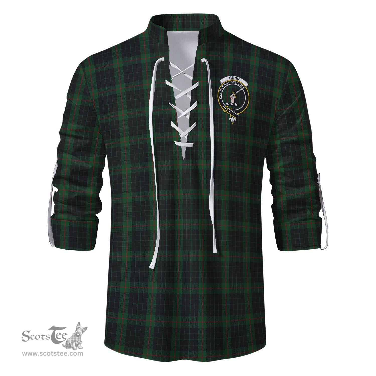 ScotsTee Shop Scottish Gunn Logan Clan Crest Tartan Mens Scottish Jacobite Ghillie Casual Shirt