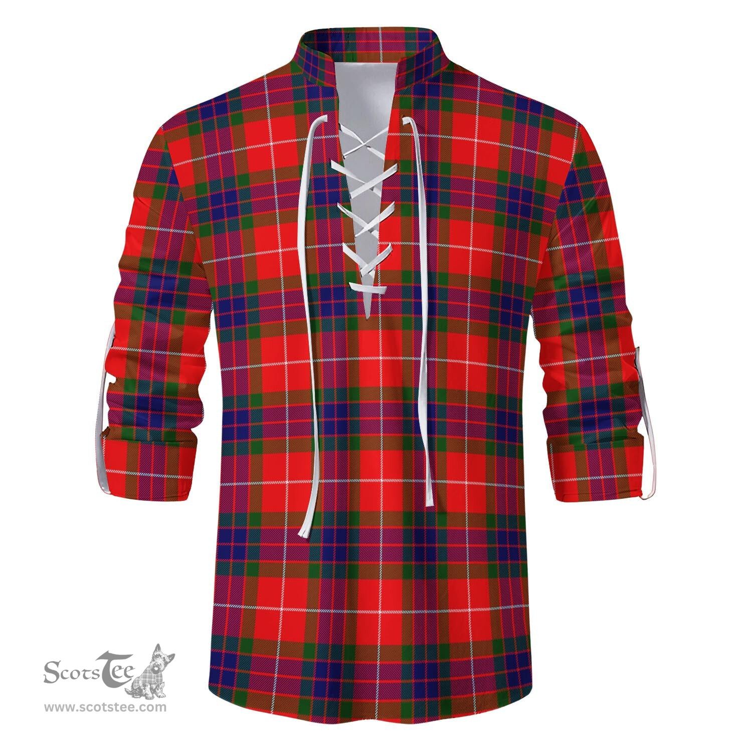 ScotsTee Shop Scottish Fraser Modern Clan Tartan Mens Scottish Jacobite Ghillie Casual Shirt