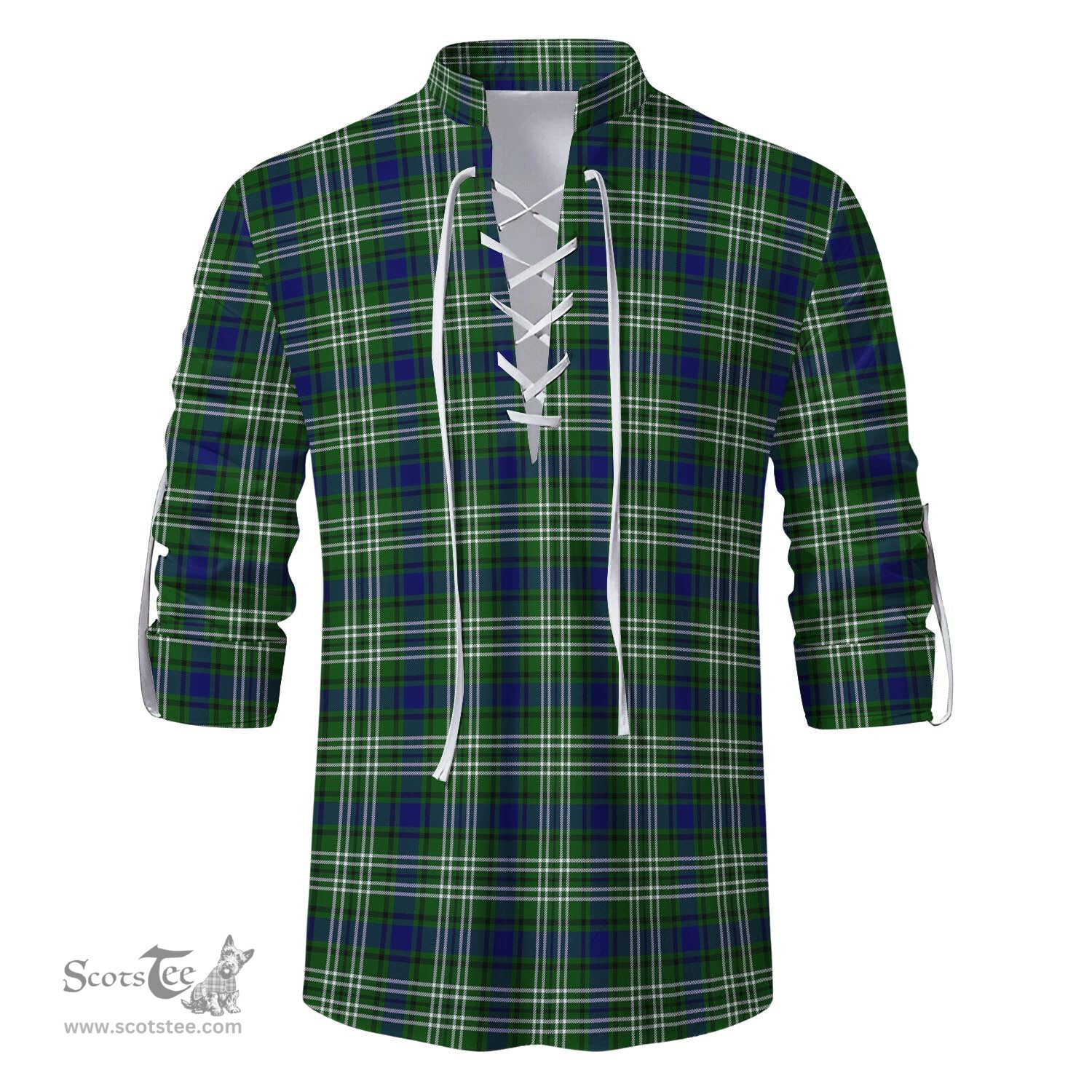 ScotsTee Shop Scottish Learmonth Clan Tartan Mens Scottish Jacobite Ghillie Casual Shirt