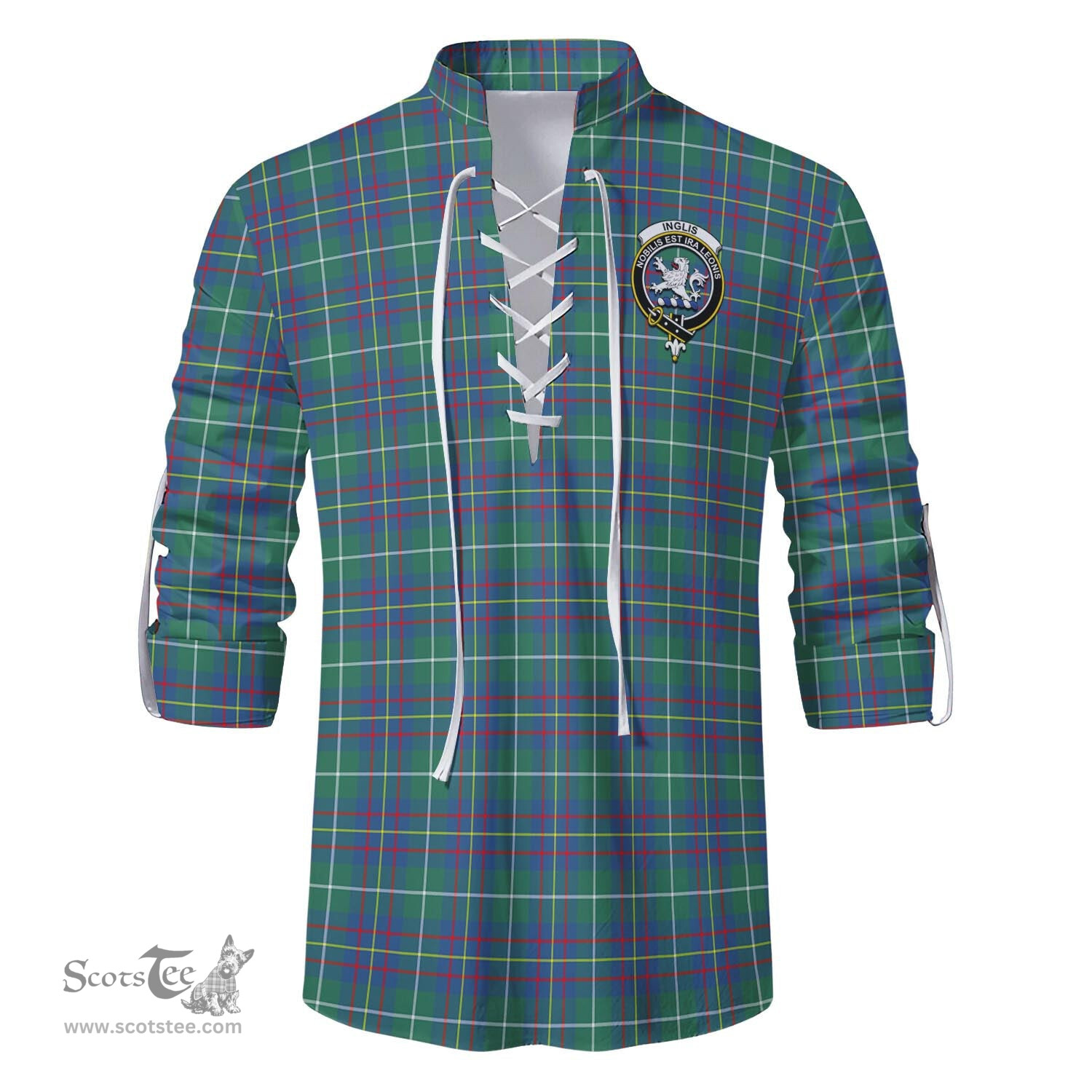 ScotsTee Shop Scottish Inglis Ancient Clan Crest Tartan Mens Scottish Jacobite Ghillie Casual Shirt