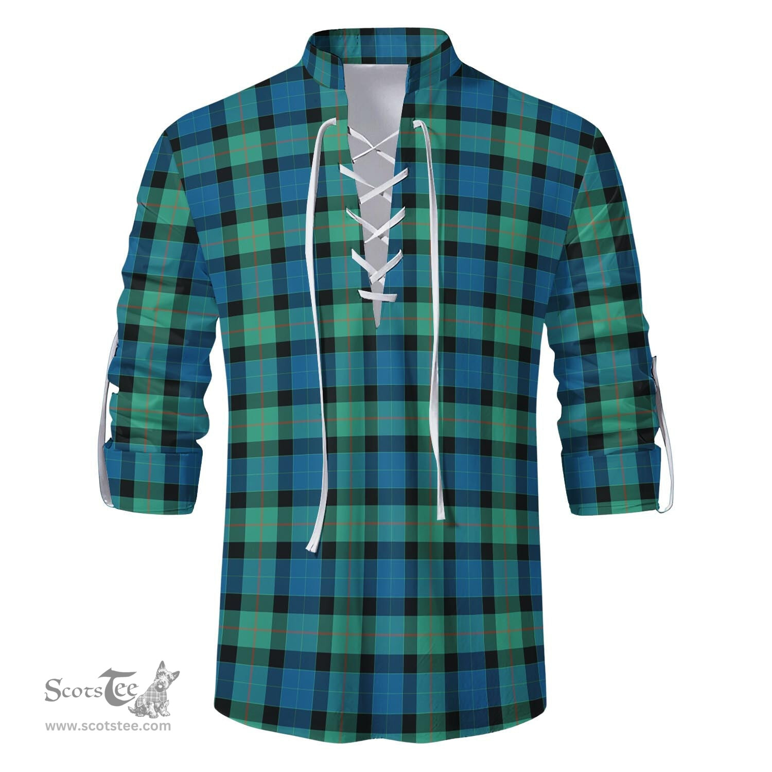 ScotsTee Shop Scottish Gunn Ancient Clan Tartan Mens Scottish Jacobite Ghillie Casual Shirt