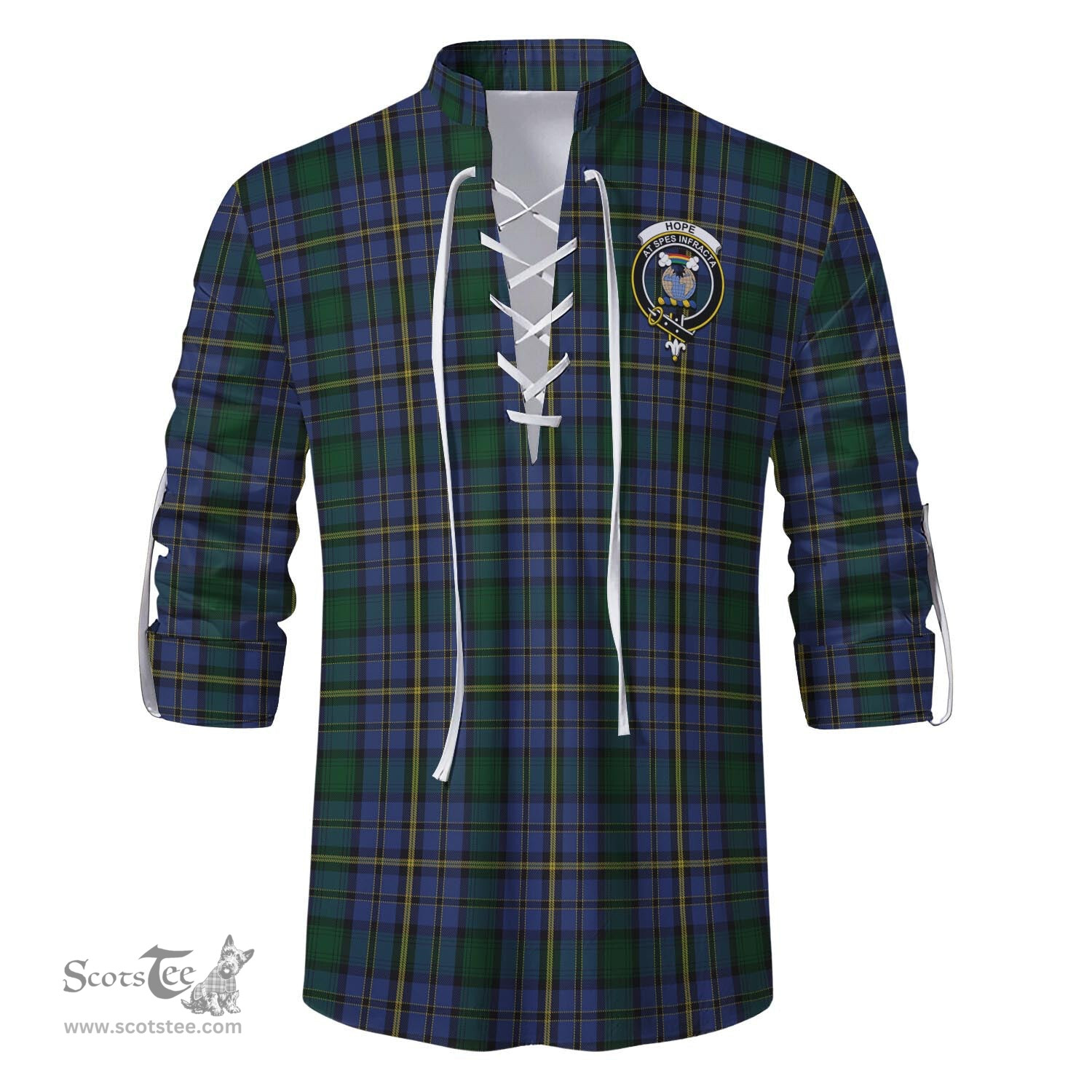 ScotsTee Shop Scottish Hope Clan Originaux Clan Crest Tartan Mens Scottish Jacobite Ghillie Casual Shirt