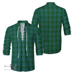 ScotsTee Shop Scottish Irvine of Bonshaw Clan Tartan Mens Scottish Jacobite Ghillie Casual Shirt